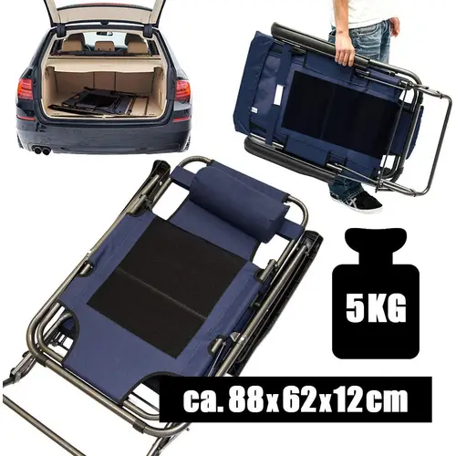 Liegestuhl 153x60cm Gartenliege Sonnenliege Campingliege inkl. Nackenstütze Blau Liegestuhl 153x60cm Gartenliege Sonnenliege Campingliege inkl. Nackenstütze Blau