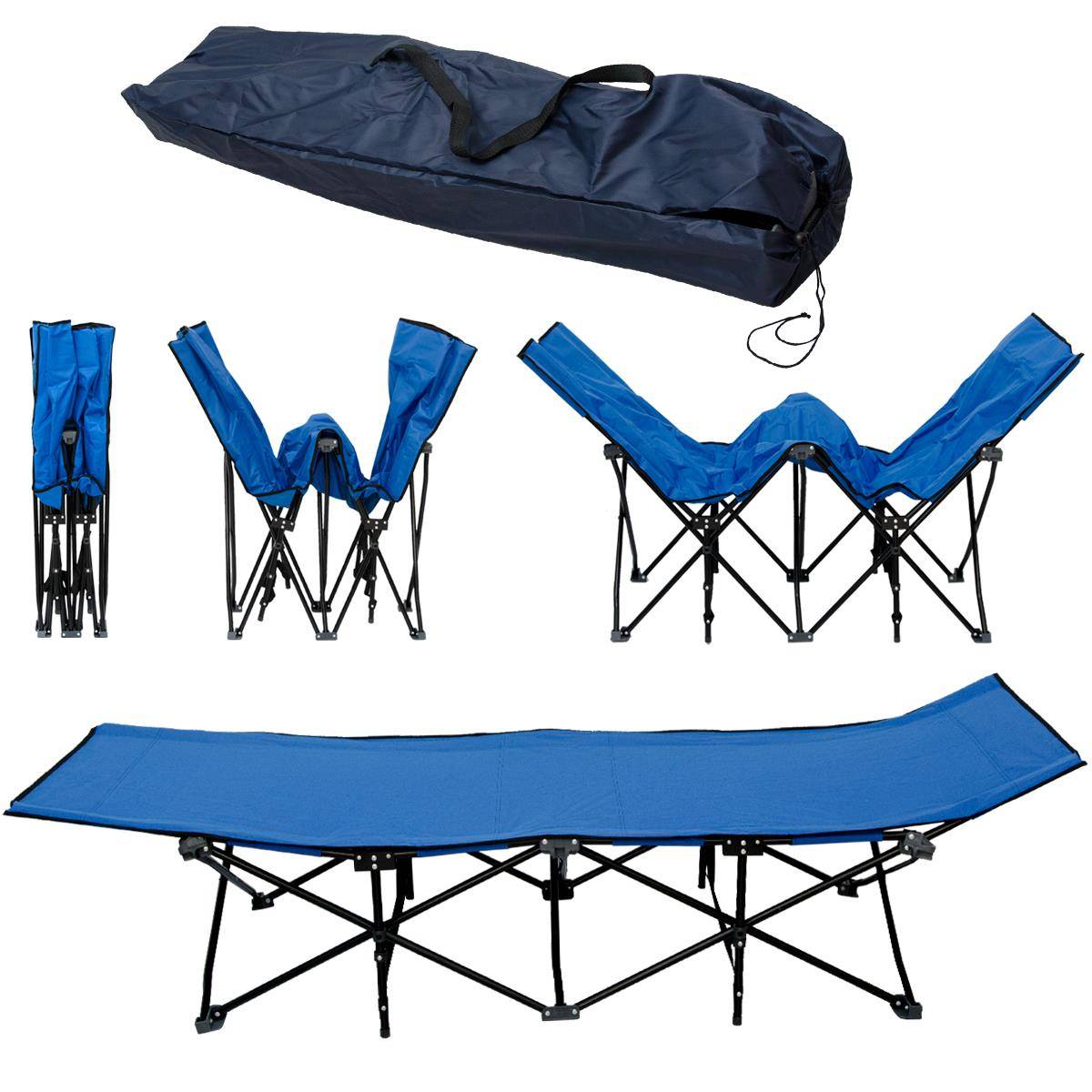 AMANKA Faltlbett Faltliege Feldbett Blau Camping-Metall-Klappiege ca. 190x70cm