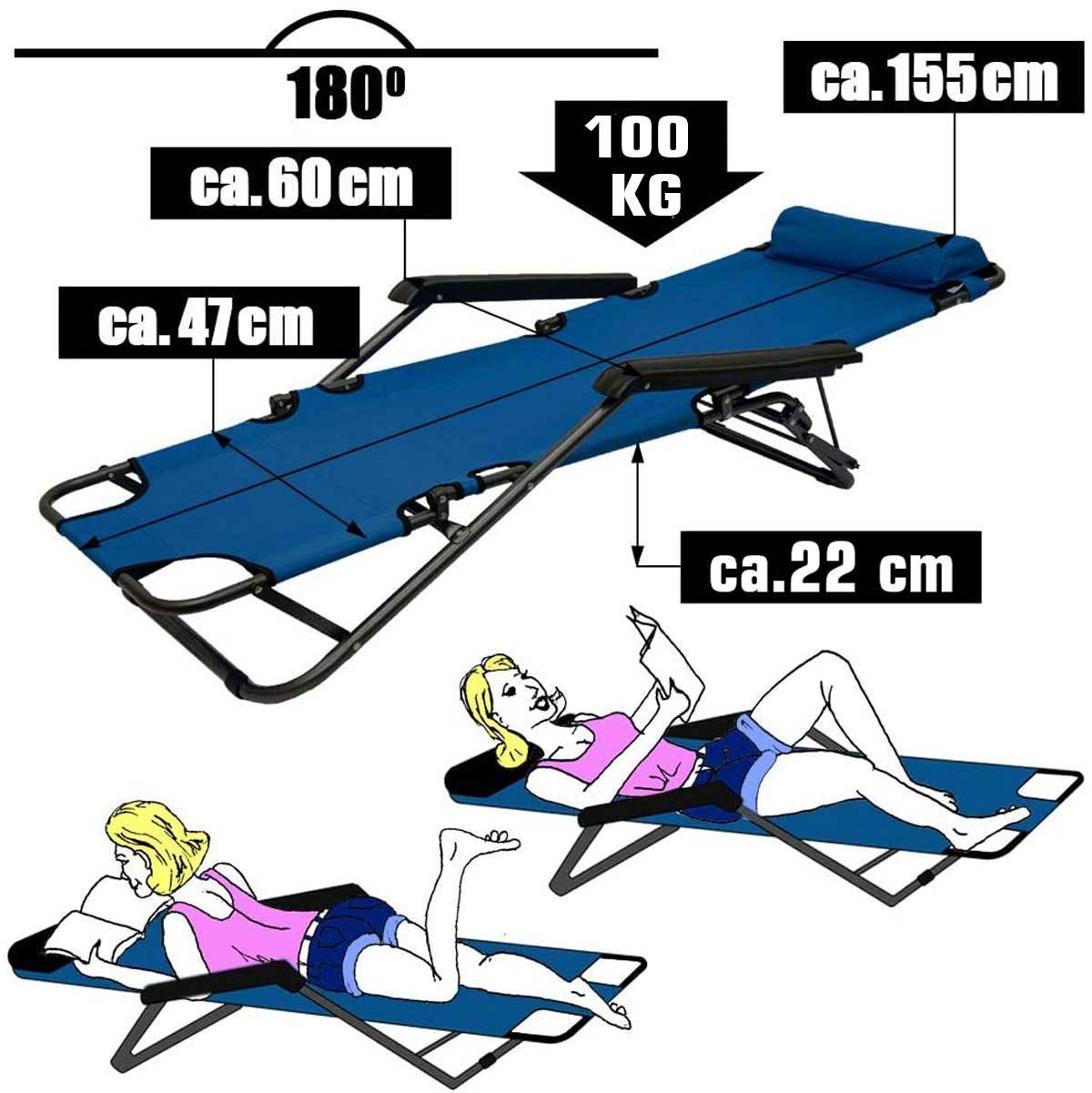 153x60 Garten Liegestuhl Klappbar - Outdoor Relaxliege Gartenstuhl Campingliege