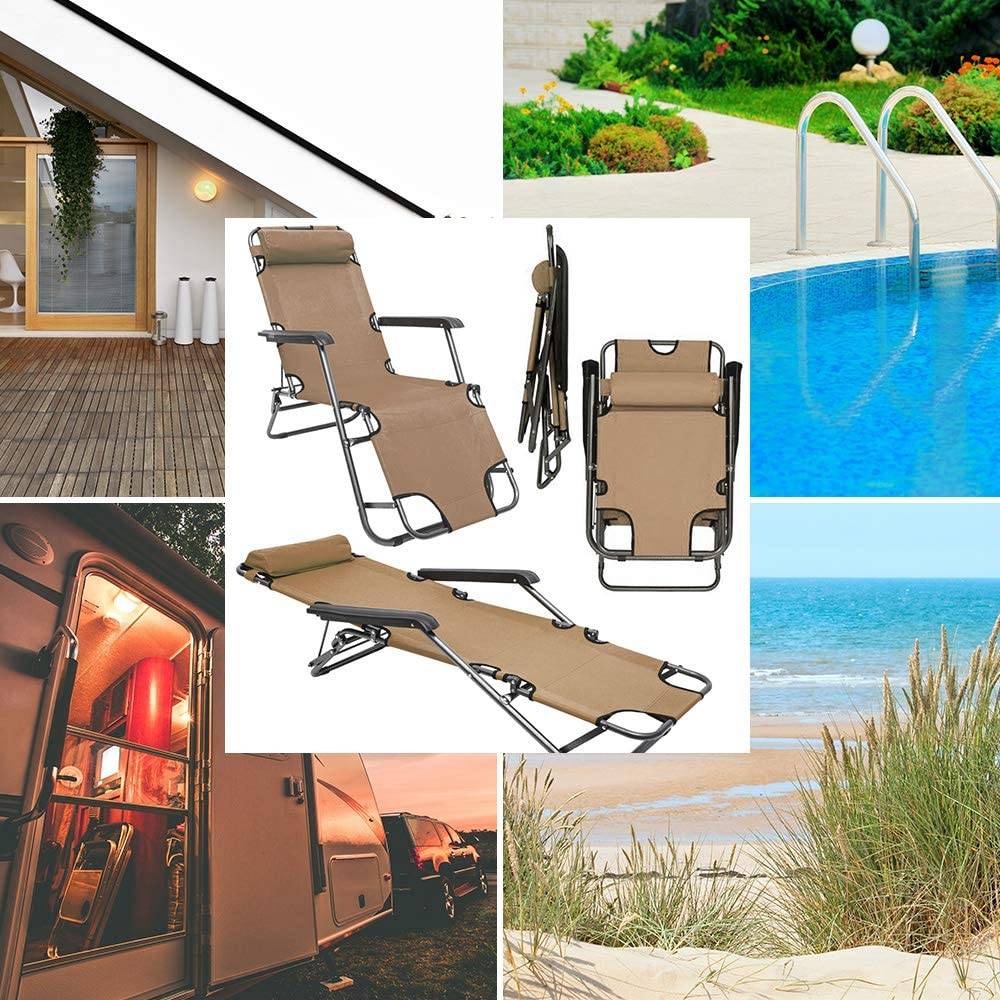 2er Set Garten Liegestuhl Klappbar - 153x60 Relaxliege Gartenstuhl Campingliege
