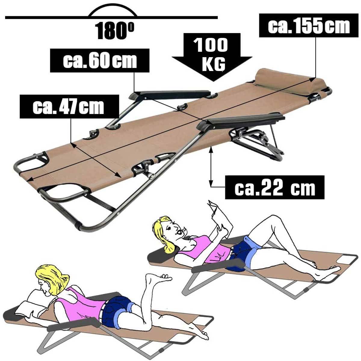 153x60 Garten Liegestuhl Klappbar - Outdoor Relaxliege Gartenstuhl Campingliege