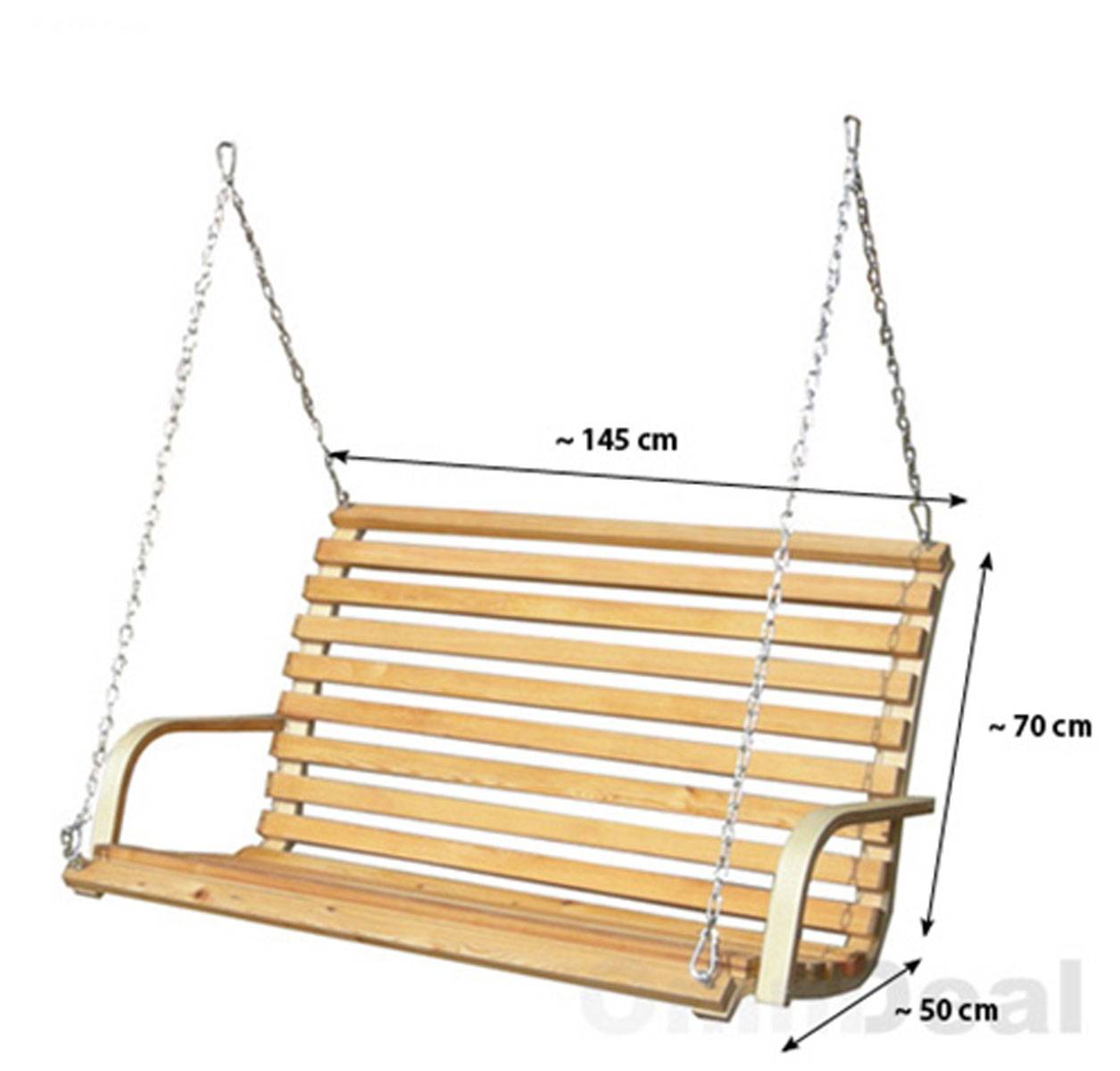 Hollywoodschaukel Bank - Holz Schaukelbank mit Befestigung