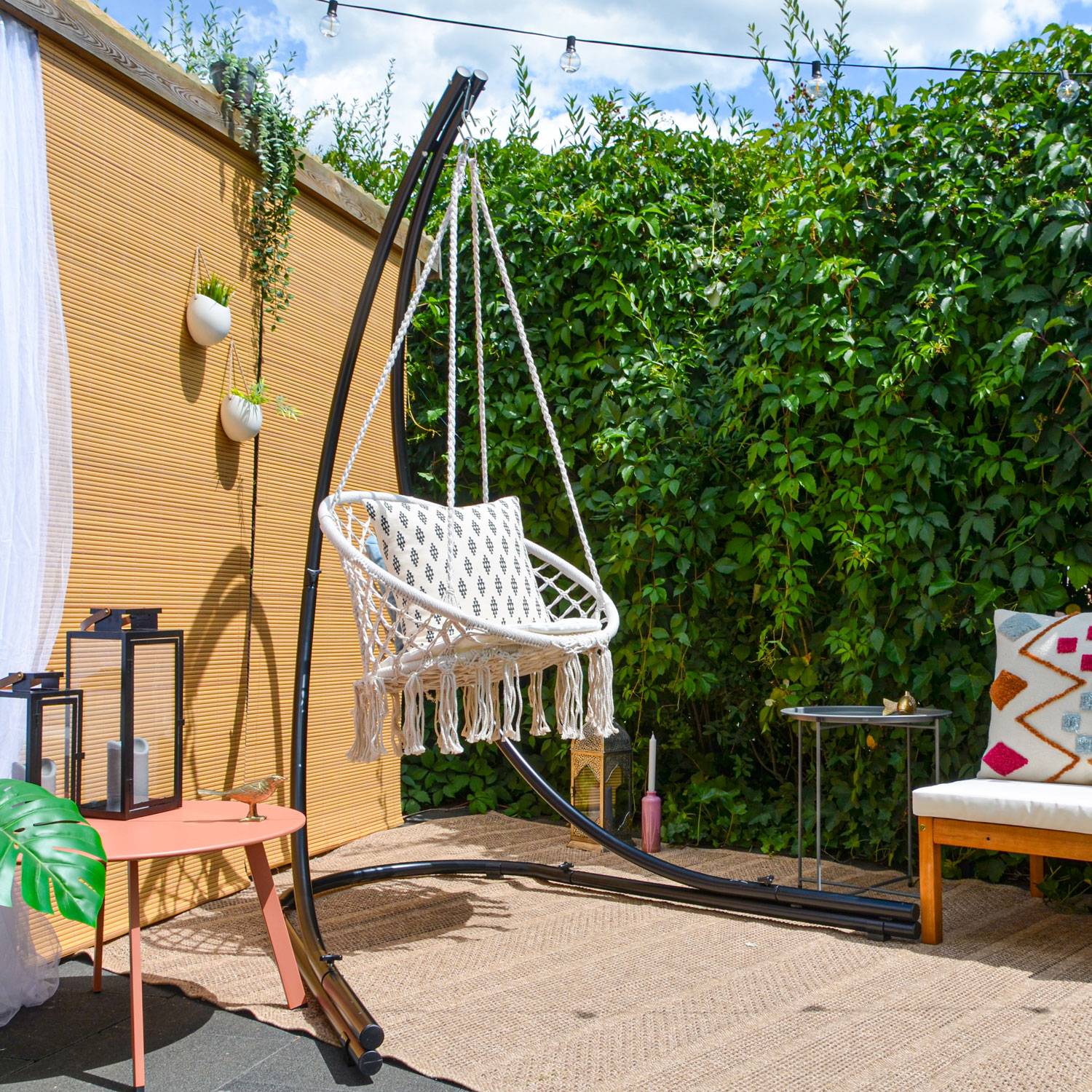 Bis 150kg: XL Hängesessel Gestell Outdoor - 210cm Ständer für Hängestuhl Garten