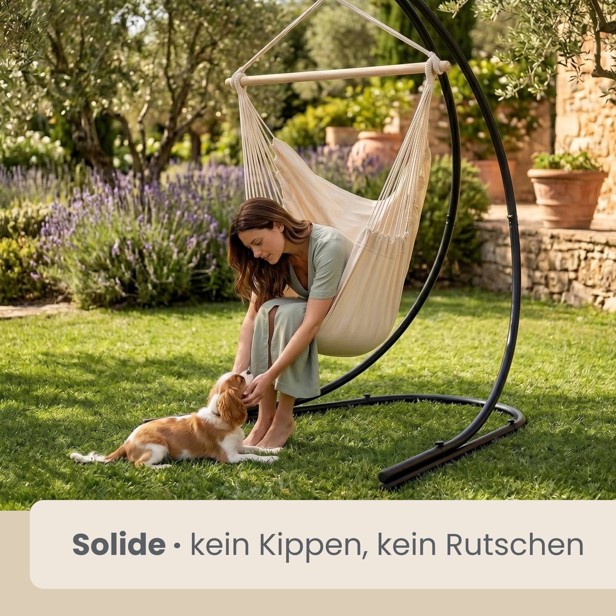 Bis 150kg: XL Hängesessel Gestell Outdoor - 210cm Ständer für Hängestuhl Garten