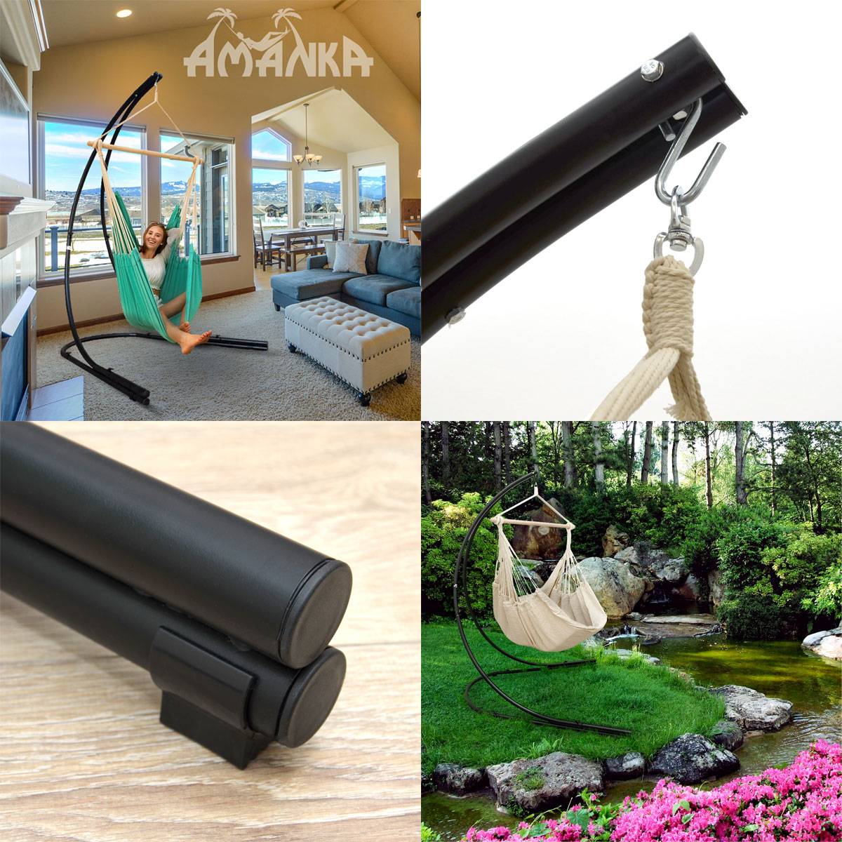 Bis 150kg: XL Hängesessel Gestell Outdoor - 210cm Ständer für Hängestuhl Garten