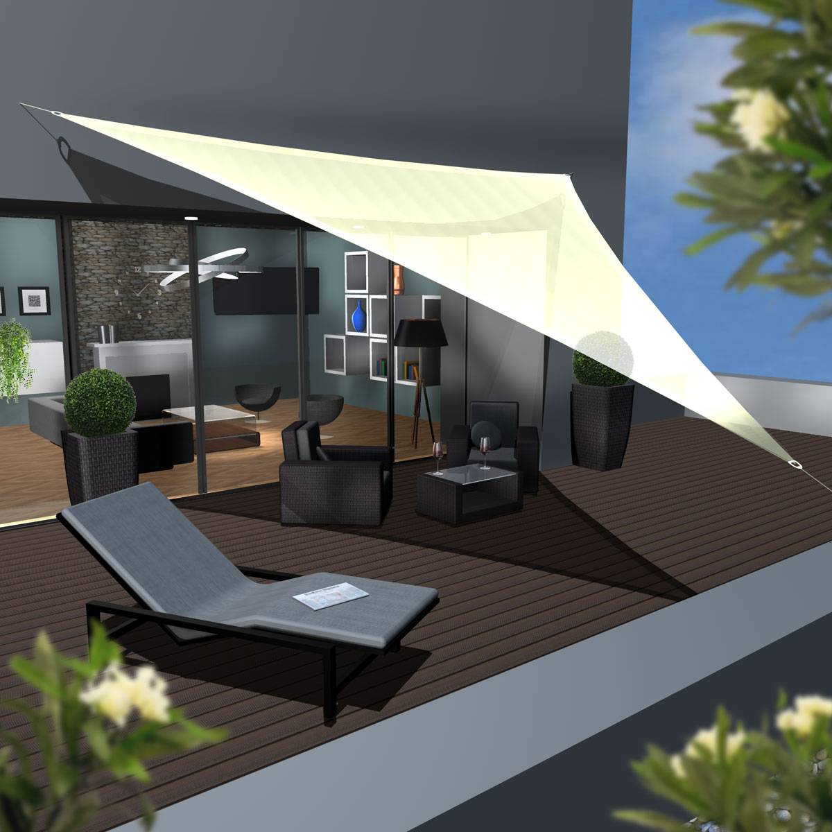 UV Sonnensegel 6x6x6 HDPE Dreieck Sonnenschutz Überdachung Balkon Garten Beige