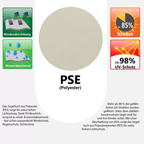 UPF50+ Sonnensegel 3x3 Polyester Quadratisch Wasserabweisend Garten Balkon Beige UPF50+ Sonnensegel 3x3 Polyester Quadratisch Wasserabweisend Garten Balkon Beige