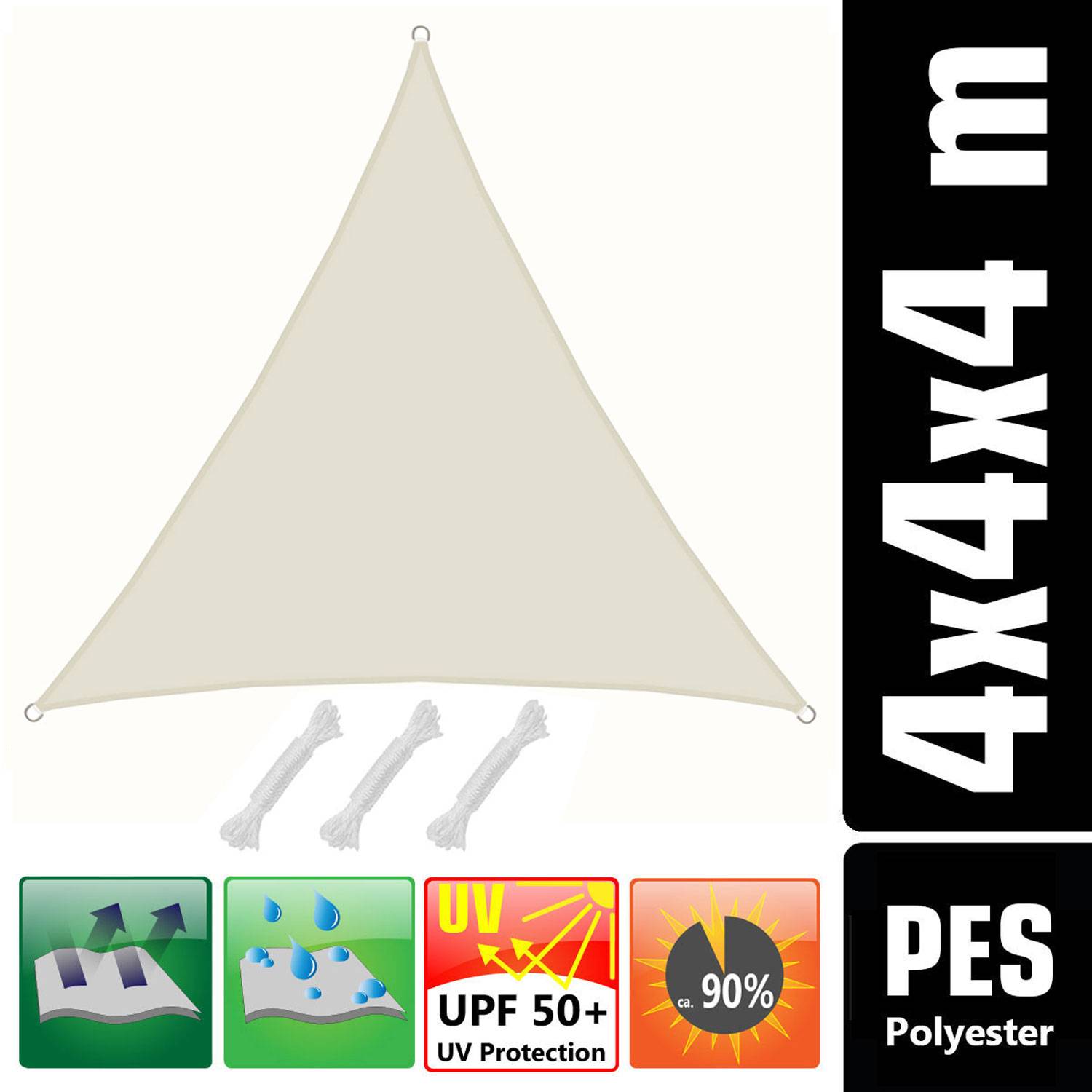 UPF50+ UV Sonnensegel 4x4x4 Polyester Dreieck Wasserabweisend Garten Segel Beige
