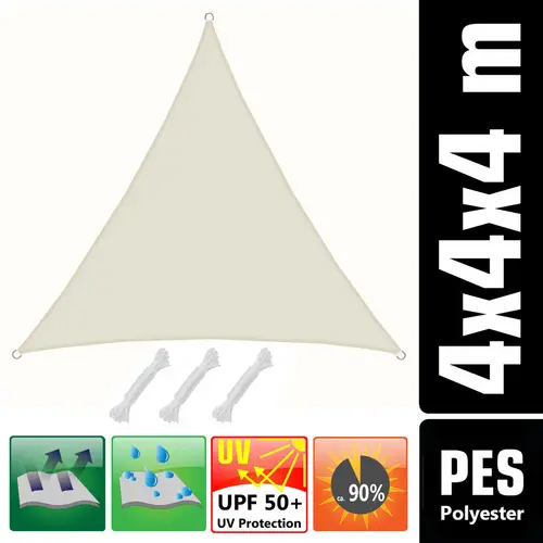 UPF50+ UV Sonnensegel 4x4x4 Polyester Dreieck Wasserabweisend Garten Segel Beige UPF50+ UV Sonnensegel 4x4x4 Polyester Dreieck Wasserabweisend Garten Segel Beige