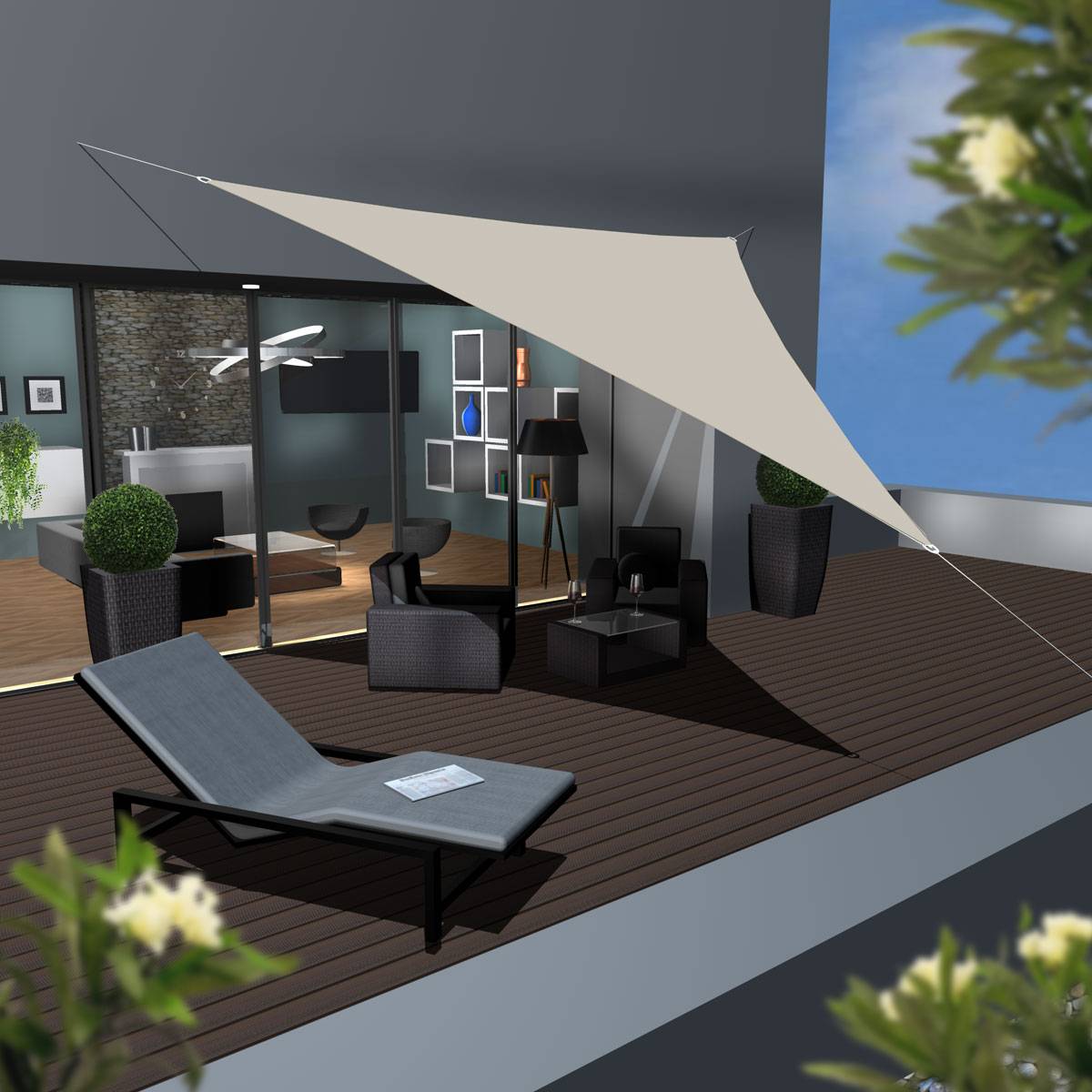 UPF50+ UV Sonnensegel 5x5x5 Polyester Dreieck Wasserabweisend Garten Segel Beige