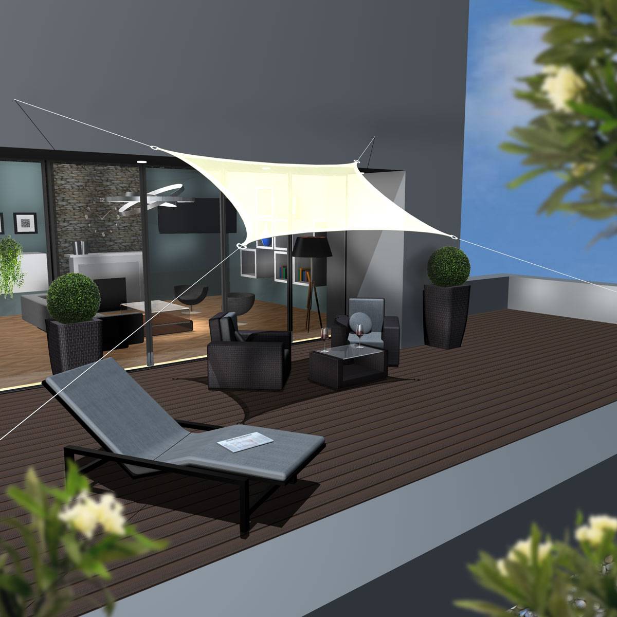 UV Sonnensegel 3x4 HDPE Rechteckig Sonnenschutz Überdachung Garten Balkon Beige