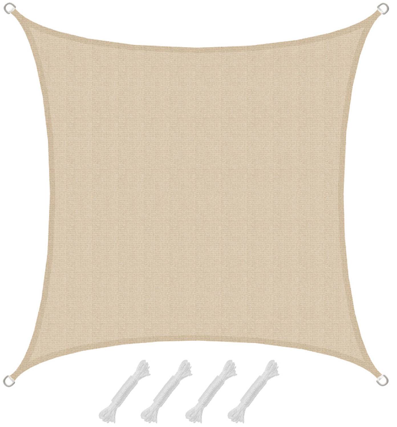 UV Sonnensegel 3x3 m HDPE Quadrat Sonnenschutz Überdachung Garten Balkon Beige