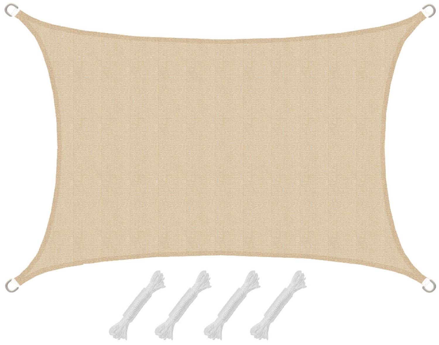 UV Sonnensegel 3x2 HDPE Rechteckig Sonnenschutz Überdachung Garten Balkon Beige