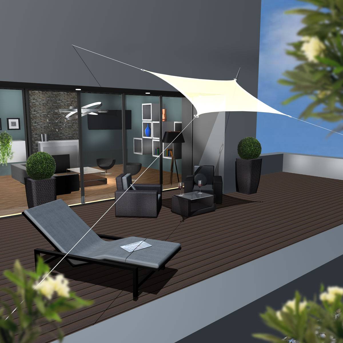 UV Sonnensegel 3x2 HDPE Rechteckig Sonnenschutz Überdachung Garten Balkon Beige