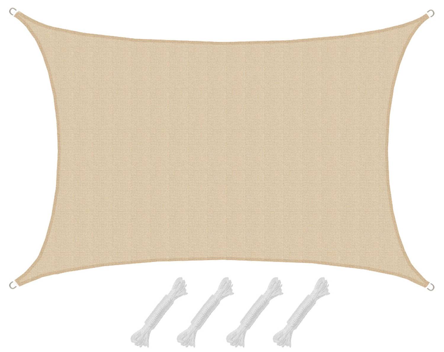 UV Sonnensegel 4x6 HDPE Rechteckig Sonnenschutz Überdachung Garten Balkon Beige