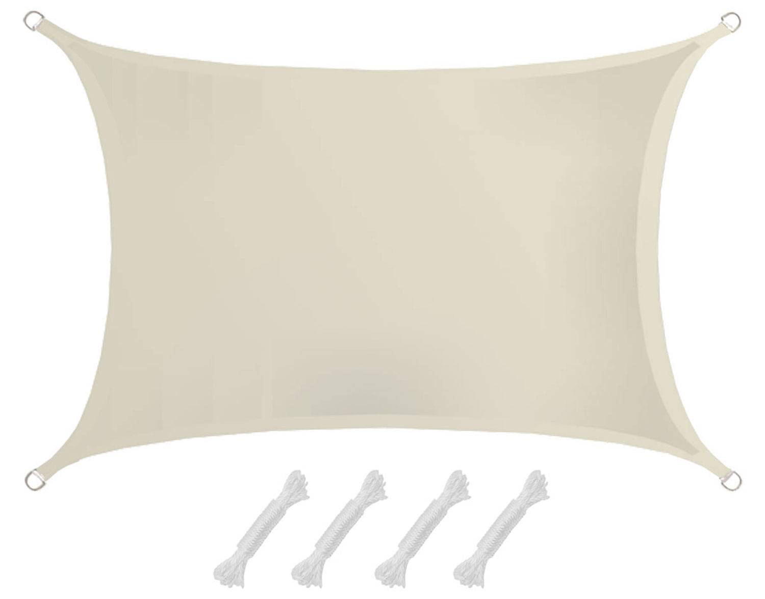 UPF50+ UV Sonnensegel 2x3 Polyester Rechteck Wasserabweisend Garten Balkon Beige