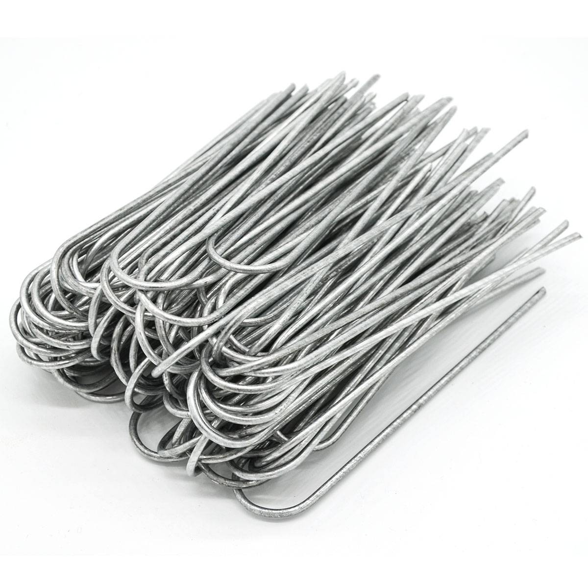 100 Stück Ø3,2mm Erdanker verzinkt 150x30mm Befestigungsanker Unkraut-Vlies Stahl Erdnägel Bodenanker U-Form rund