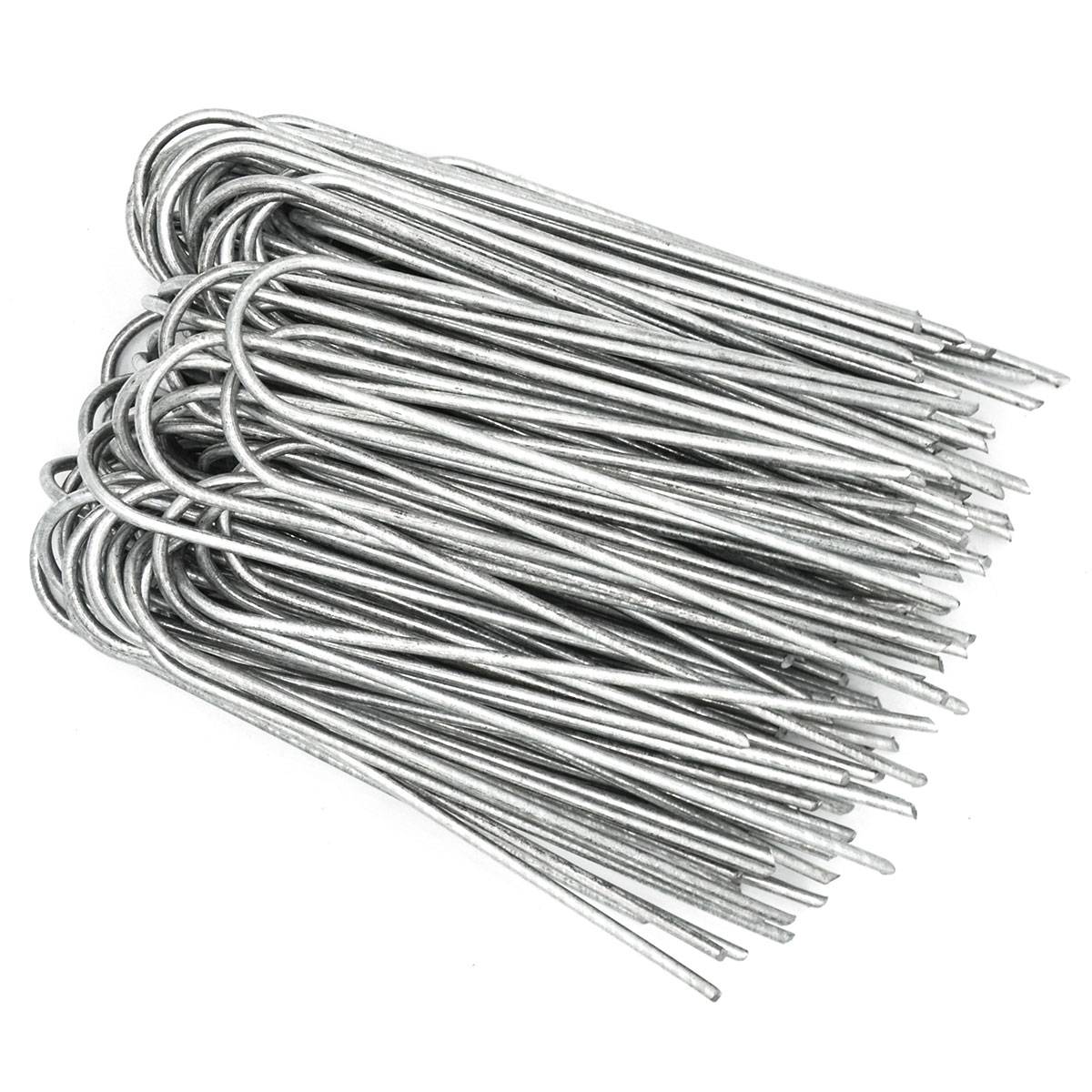 100 Stück Ø3,2mm Erdanker verzinkt 150x30mm Befestigungsanker Unkraut-Vlies Stahl Erdnägel Bodenanker U-Form rund
