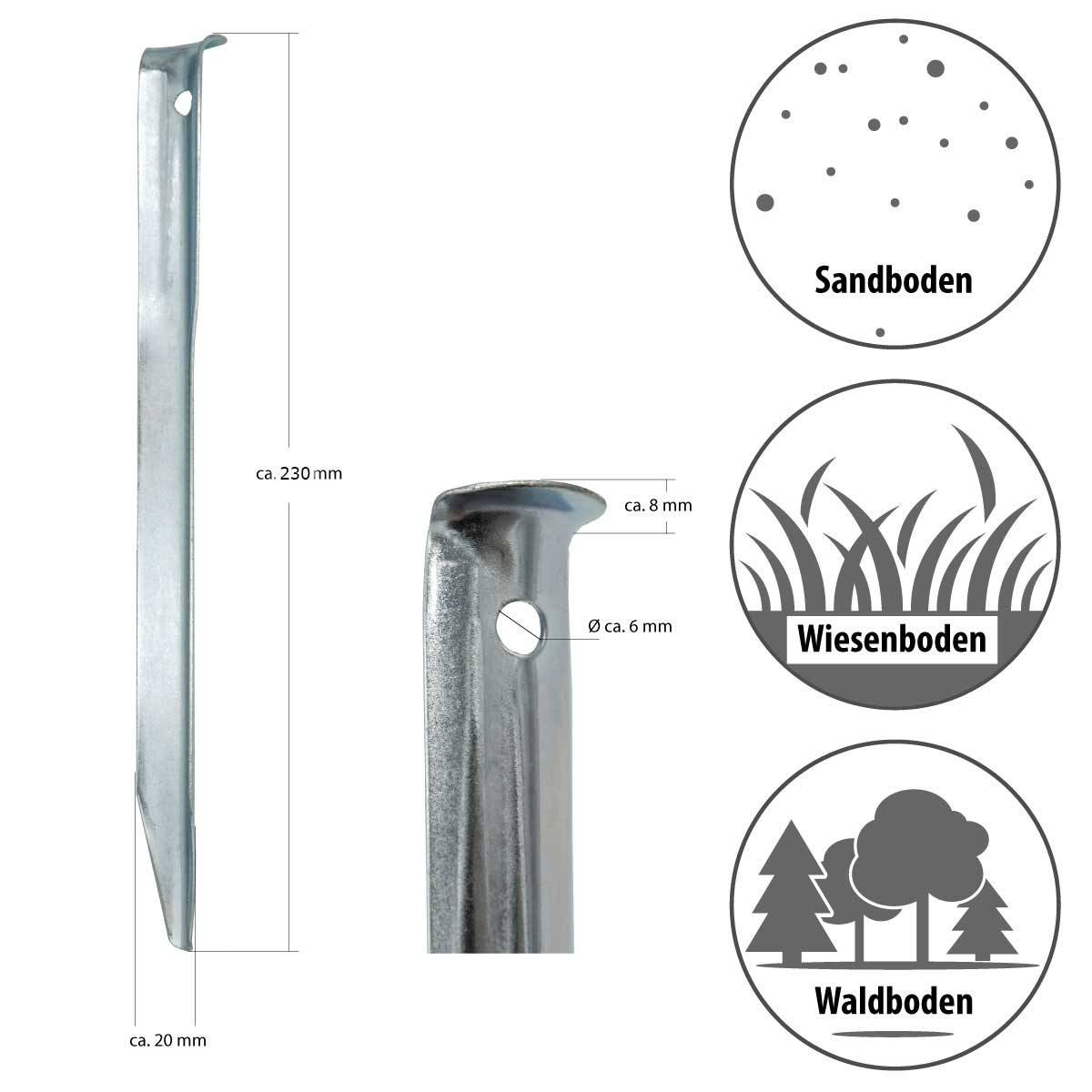 Stahl Hering V-Profil 10 Stück 23 cm AMA-203 für Wald Wiese