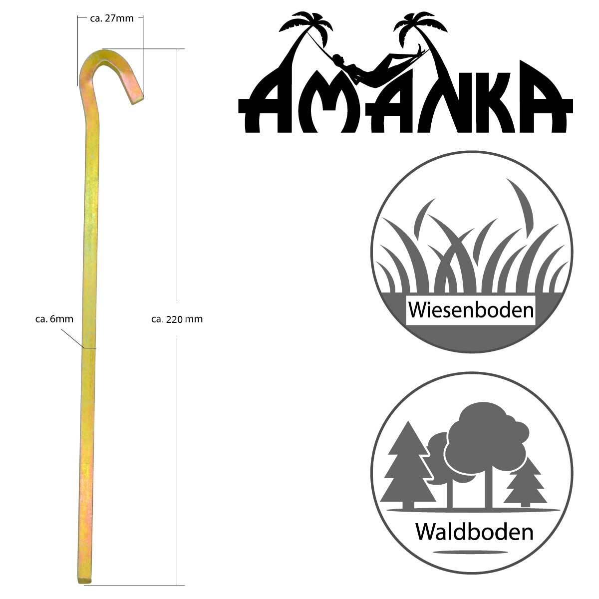 Stahl Hering Vierkant 5 Stück 22 cm AMA-206 für Wald Wiese steinige Böden