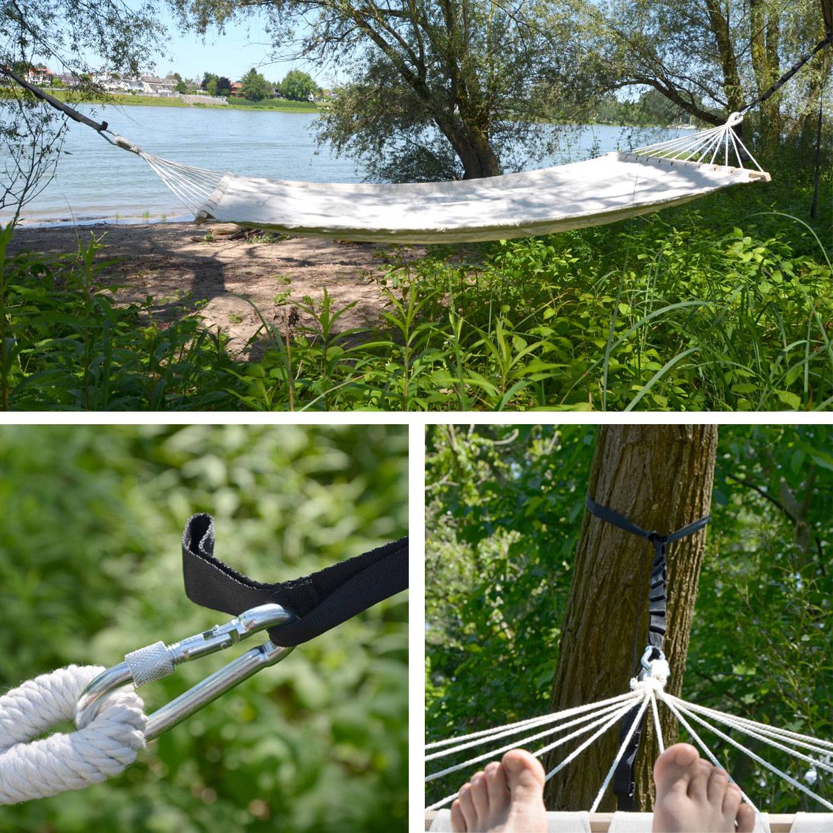 300kg Hängematten Befestigung 2 Gurte 280x2,5cm Baum Gurt Set Aufhängung Schwarz