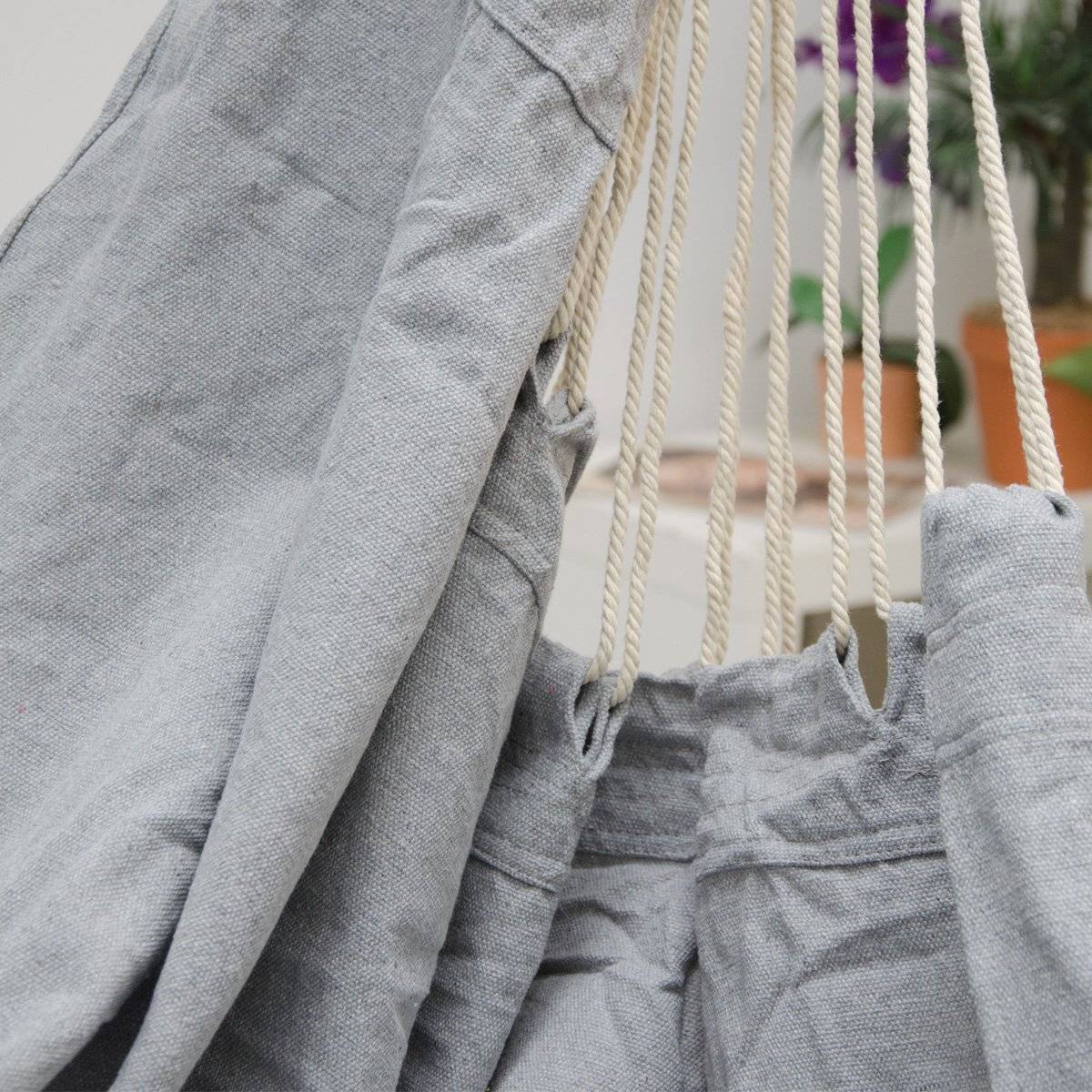 XXL Hängesessel mit Gestell Hängestuhl für 2 Doppel Hängesitz Hängeliege Grau