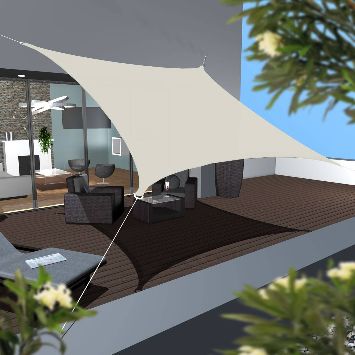 UPF50+ Sonnensegel 4x4 Polyester Quadratisch Wasserabweisend Garten Balkon Beige