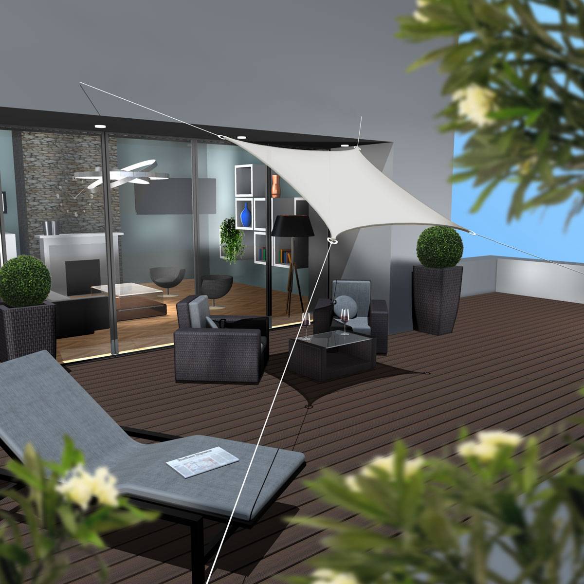 UPF50+ Sonnensegel 2x2 Polyester Quadratisch Wasserabweisend Garten Balkon Beige