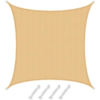 UV Sonnensegel 4x4 m HDPE Quadrat Sonnenschutz Überdachung Garten Balkon Beige UV Sonnensegel 4x4 m HDPE Quadrat Sonnenschutz Überdachung Garten Balkon Beige
