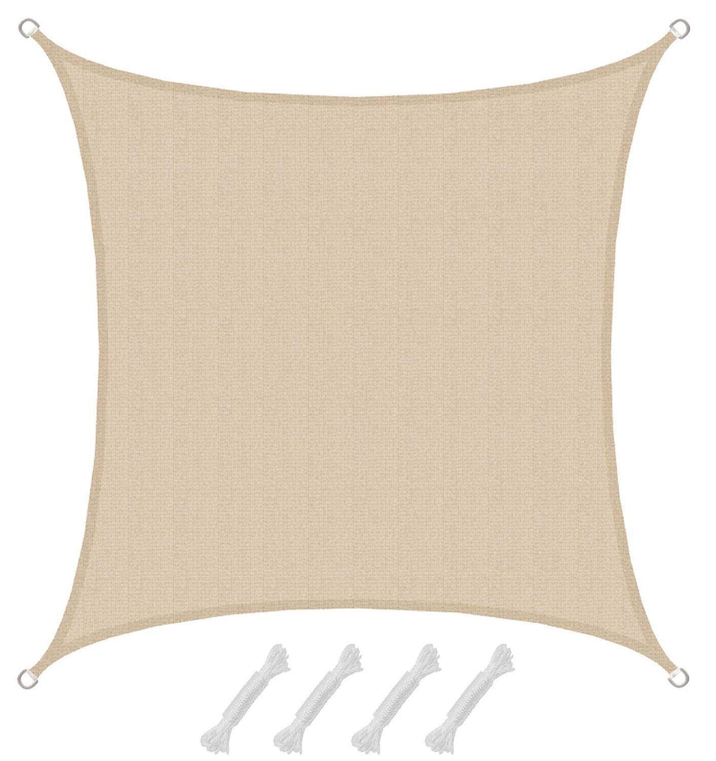 UV Sonnensegel 2x2 m HDPE Quadrat Sonnenschutz Überdachung Garten Balkon Beige
