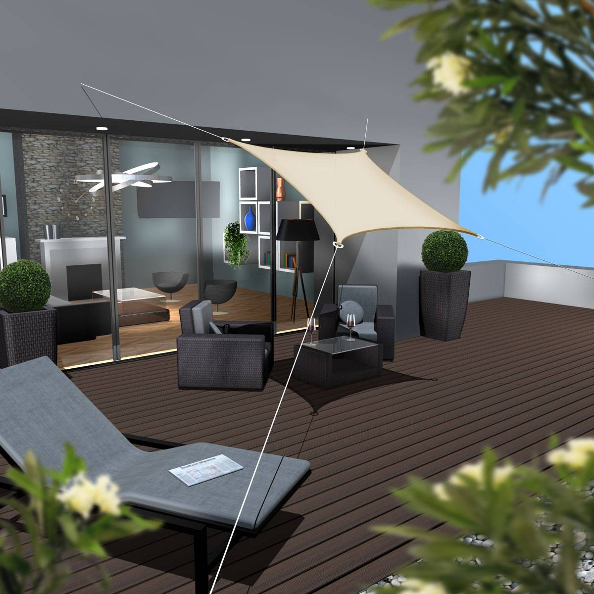 UV Sonnensegel 2x2 m HDPE Quadrat Sonnenschutz Überdachung Garten Balkon Beige