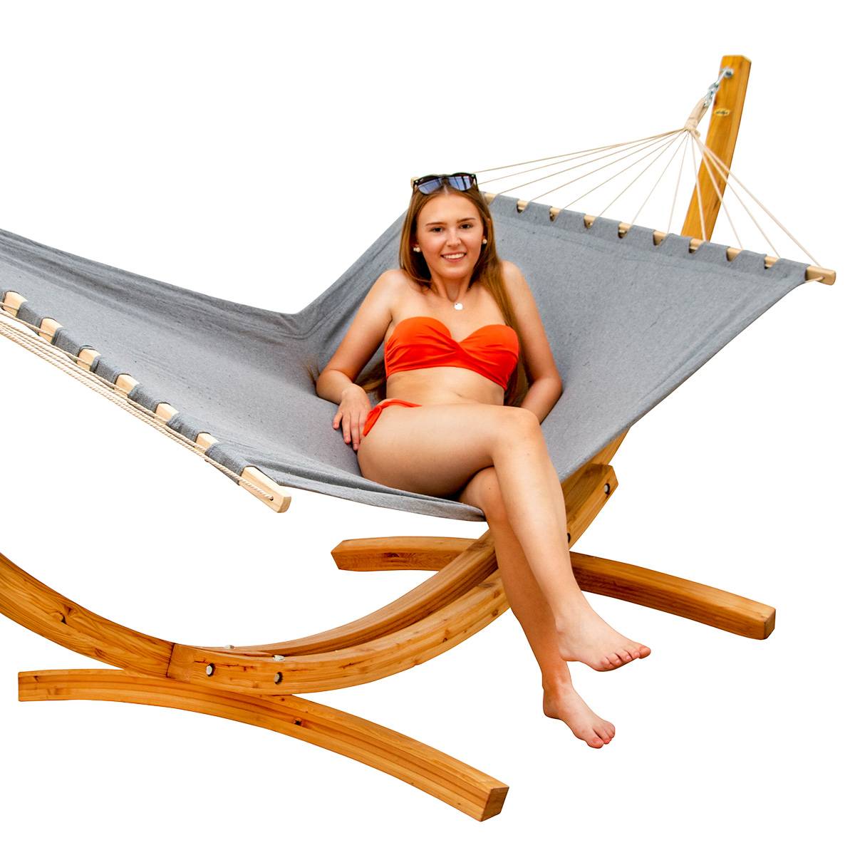 XXL Hängematte mit Gestell - 325 cm Hängemattengestell Holz mit Stabhängematte