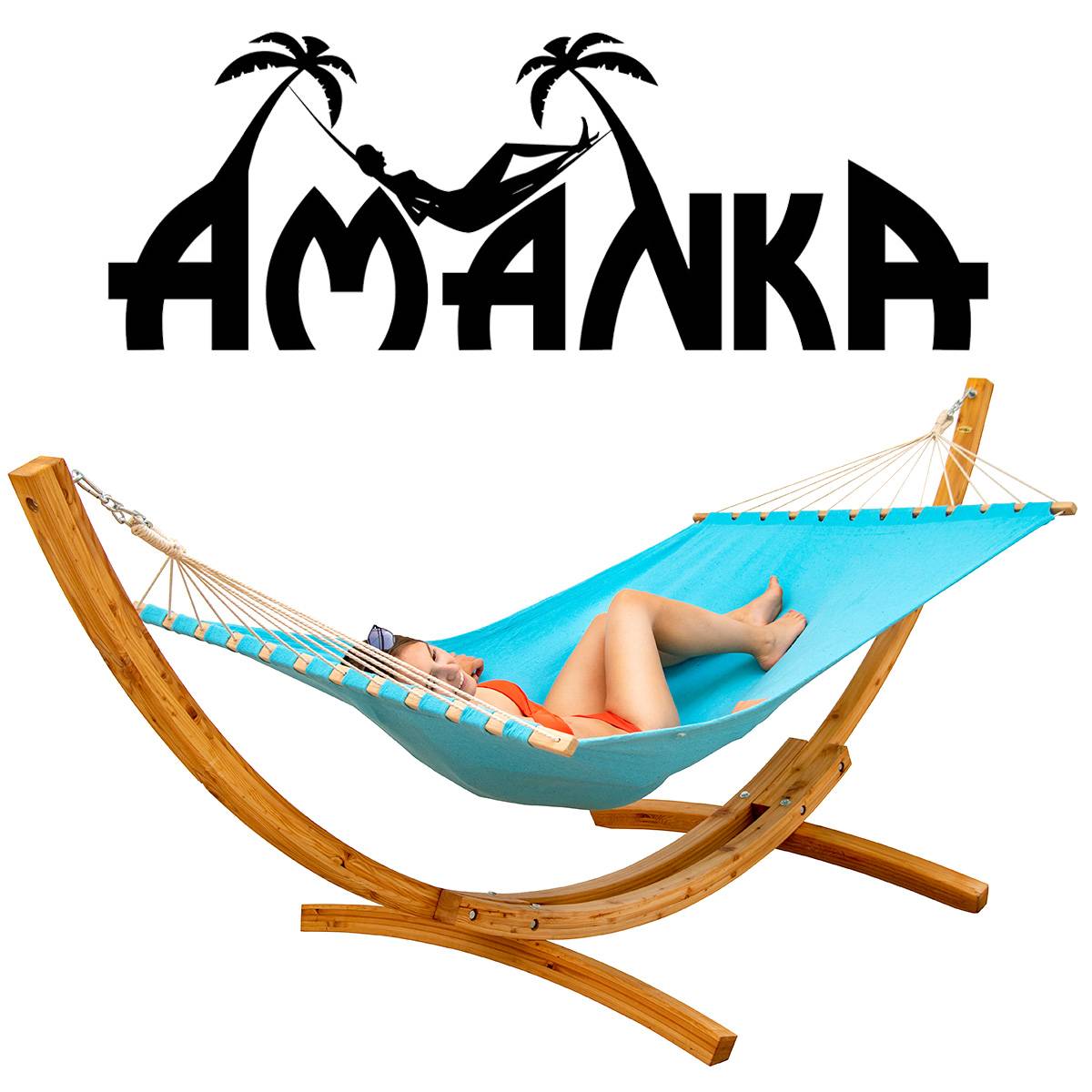 XXL Hängematte mit Gestell - 325 cm Hängemattengestell Holz mit Stabhängematte