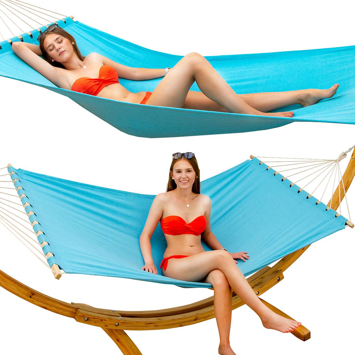 XXL Hängematte mit Gestell - 325 cm Hängemattengestell Holz mit Stabhängematte