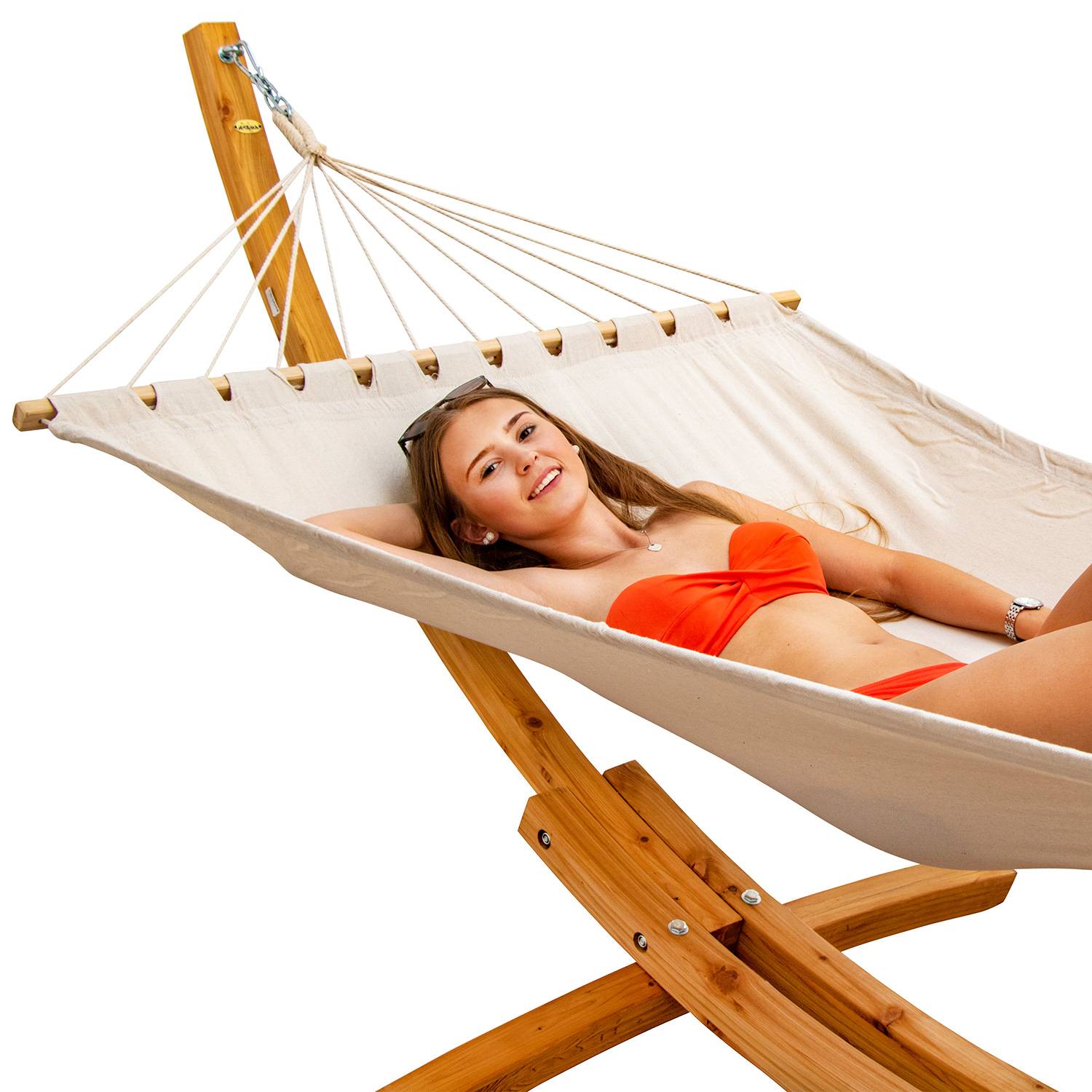 XXL Hängematte mit Gestell - 325 cm Hängemattengestell Holz mit Stabhängematte