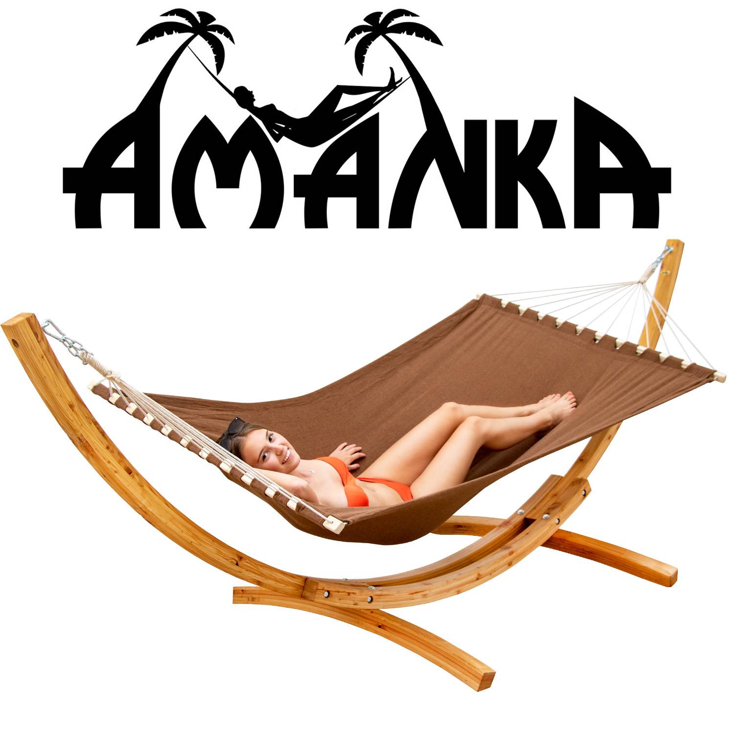 XXL Hängematte mit Gestell - 325 cm Hängemattengestell Holz mit Stabhängematte