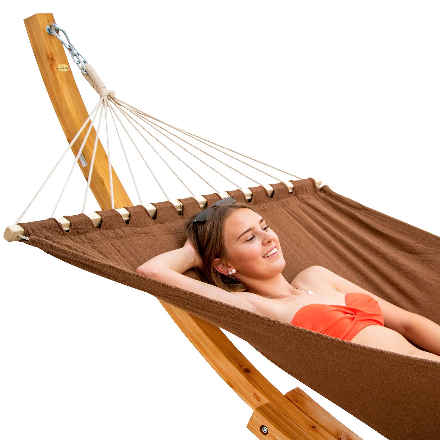 XXL Hängematte mit Gestell - 325 cm Hängemattengestell Holz mit Stabhängematte