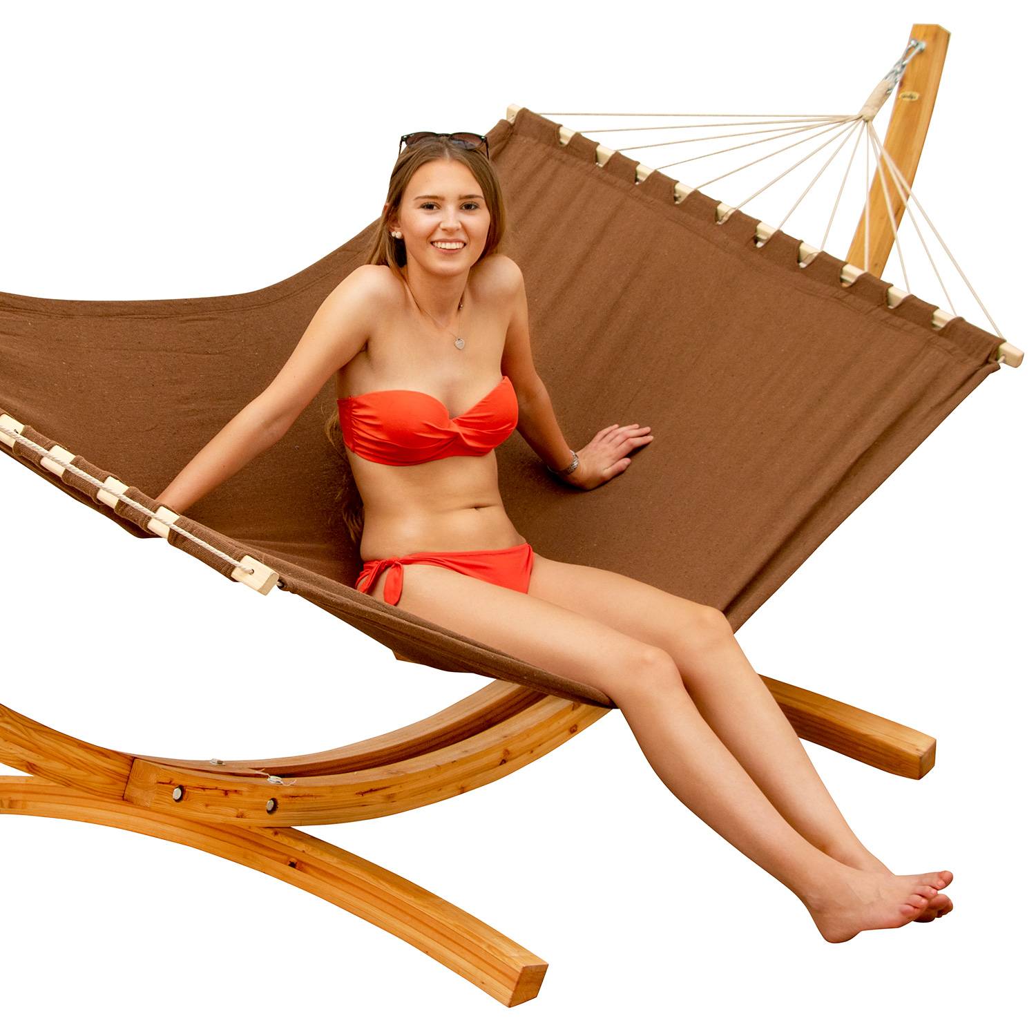 XXL Hängematte mit Gestell - 325 cm Hängemattengestell Holz mit Stabhängematte