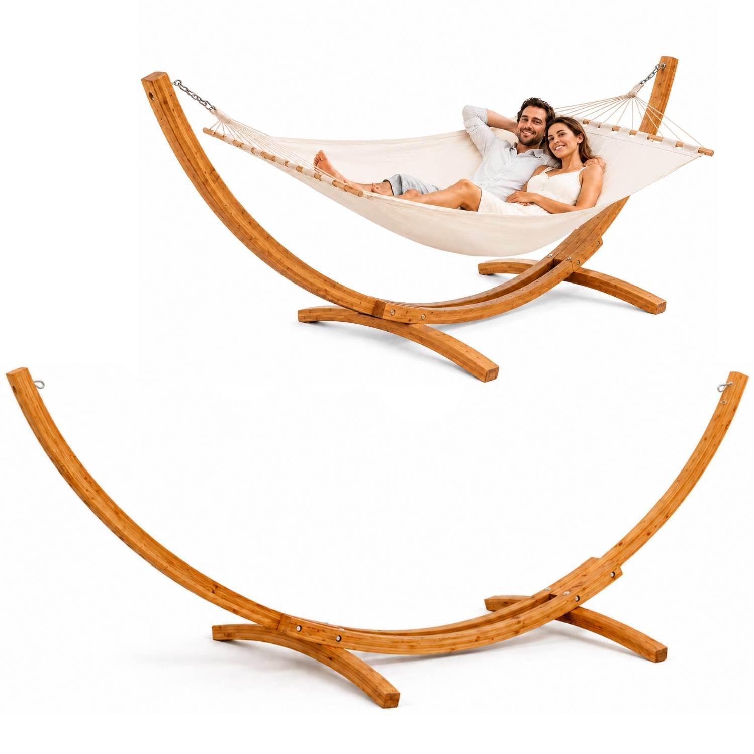 XXL Hängemattengestell 325 cm Holz - Outdoor Ständer für 2 Personen bis 200 kg