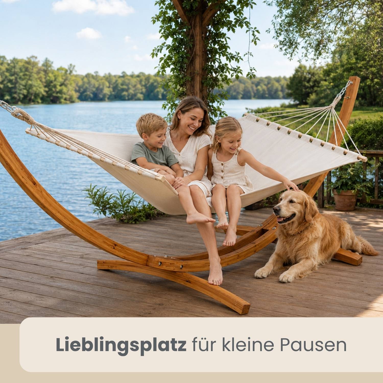 XXL Hängemattengestell 325 cm Holz - Outdoor Ständer für 2 Personen bis 200 kg
