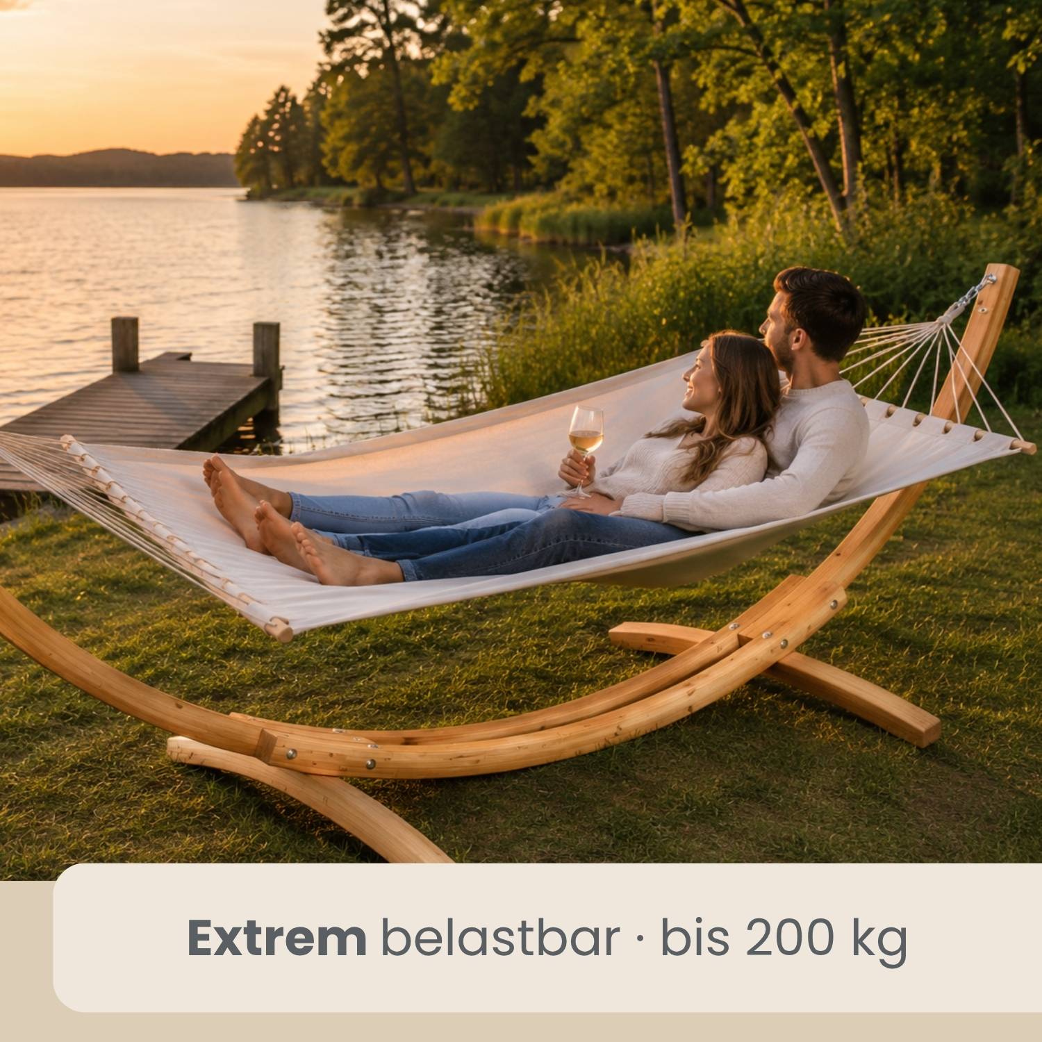 XXL Hängemattengestell 325 cm Holz - Outdoor Ständer für 2 Personen bis 200 kg
