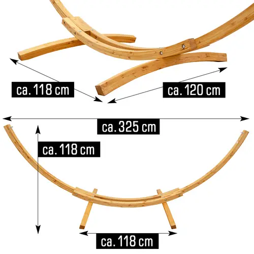 Großes Hängemattengestell Outdoor Holz - 325 cm Hängematten Ständer Holzgestell Großes Hängemattengestell Outdoor Holz - 325 cm Hängematten Ständer Holzgestell