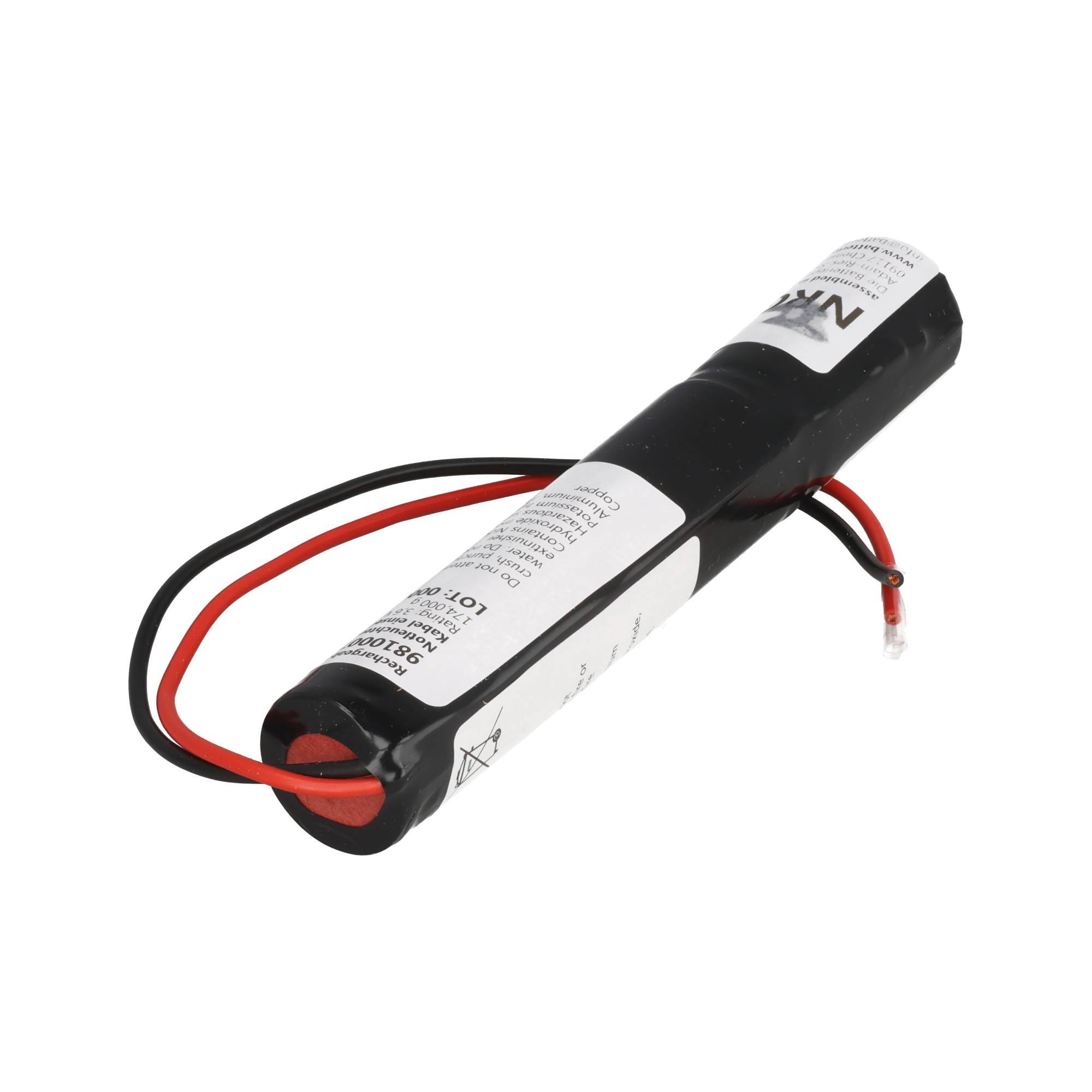 Akku für Notbeleuchtung 3,6 Volt 3000mAh, NiMH Akku, L1x3 Sub-C mit Kabeln