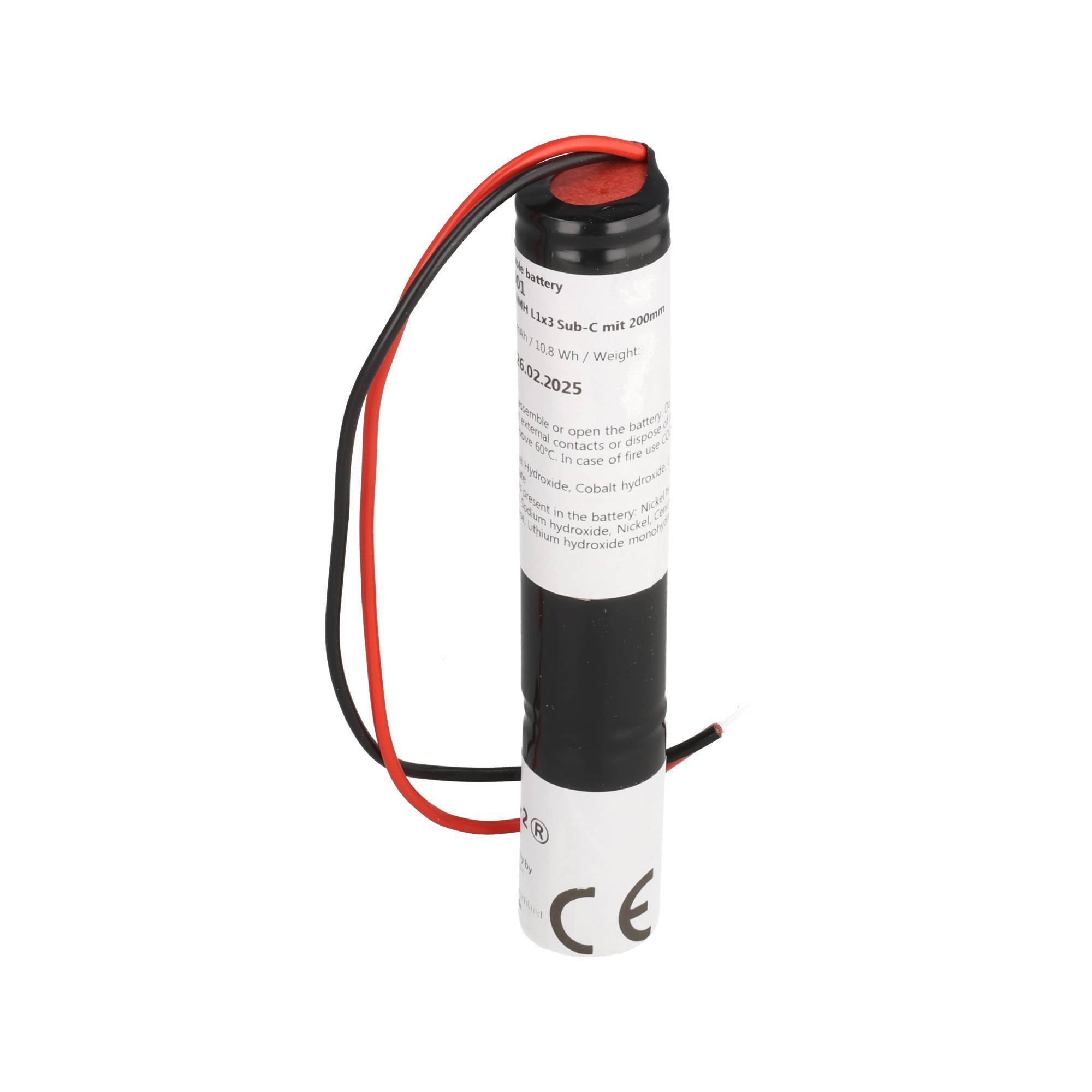Akku für Notbeleuchtung 3,6 Volt 3000mAh, NiMH Akku, L1x3 Sub-C mit Kabeln