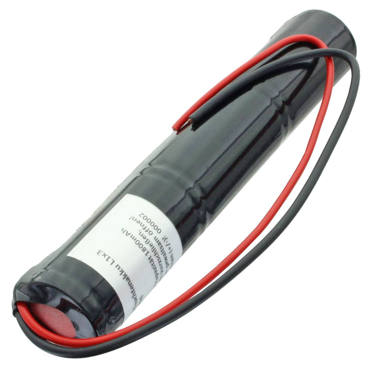 Notleuchtenakku NiCd 3,6V 1800mAh L1x3 Sub-C mit 200mm Kabel einseitig