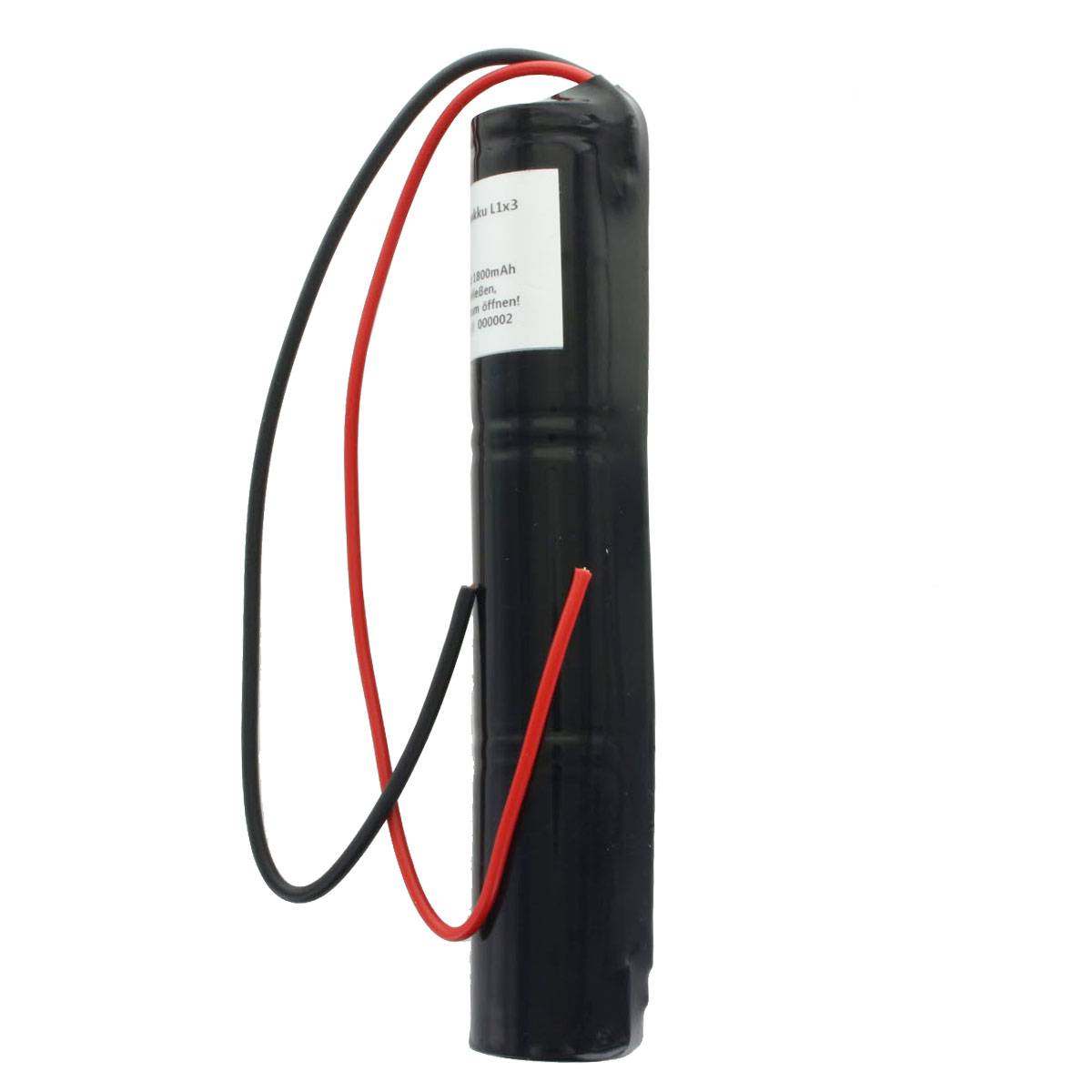 Notleuchtenakku NiCd 3,6V 1800mAh L1x3 Sub-C mit 200mm Kabel einseitig