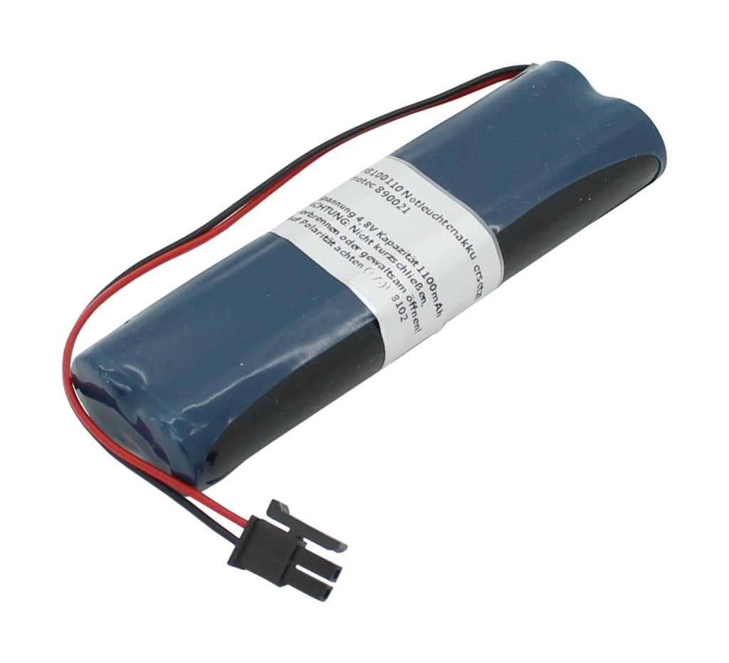 Notleuchtenakku NiMH 4,8V 1100mAh L2x2 Mignon AA mit 150mm Kabel & Stecker ersetzt Inotec 890021