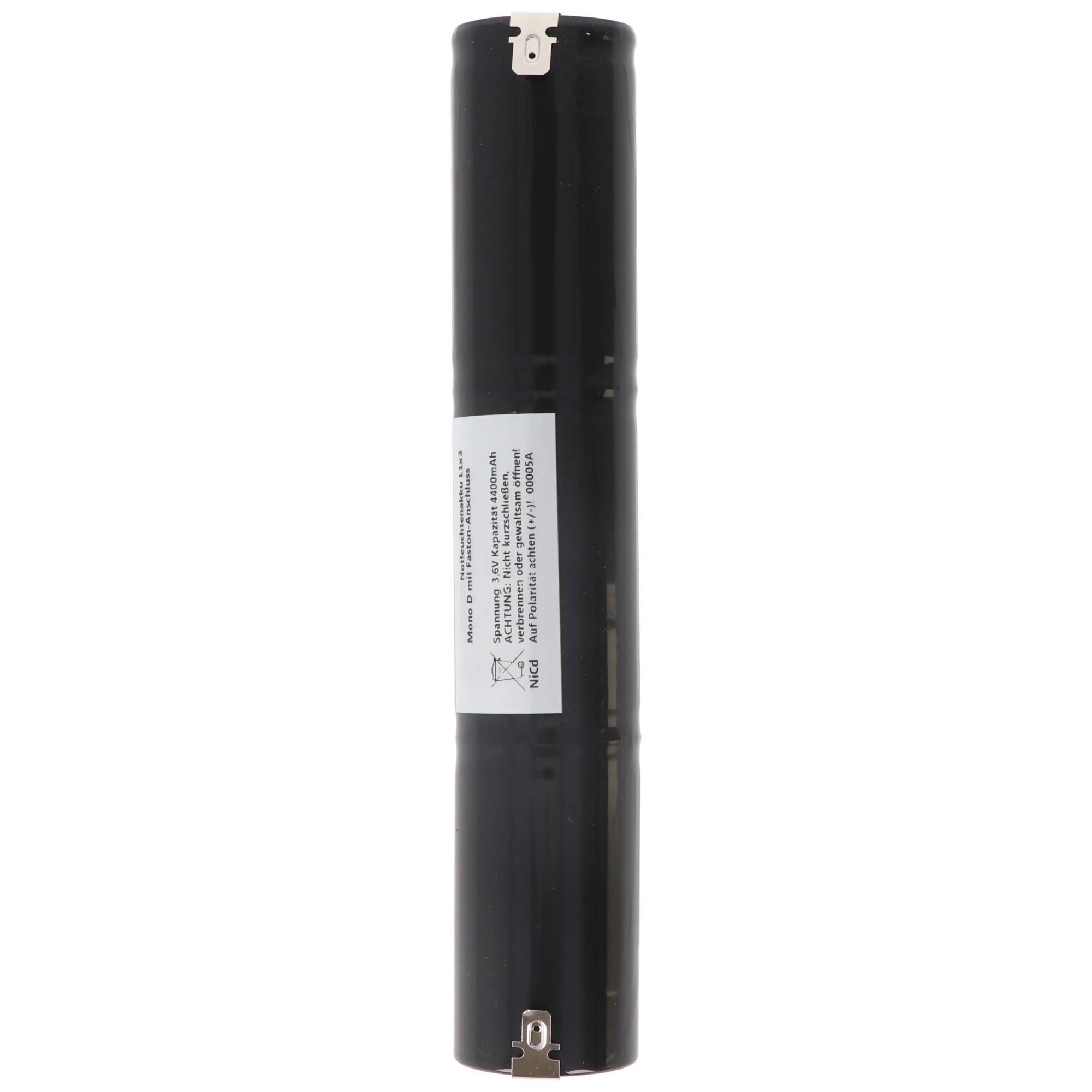 Notleuchtenakku NiCd 3,7V 4500mAh L1x3 Mono D mit Faston-Anschluss ersetzt 3,7 V Akku