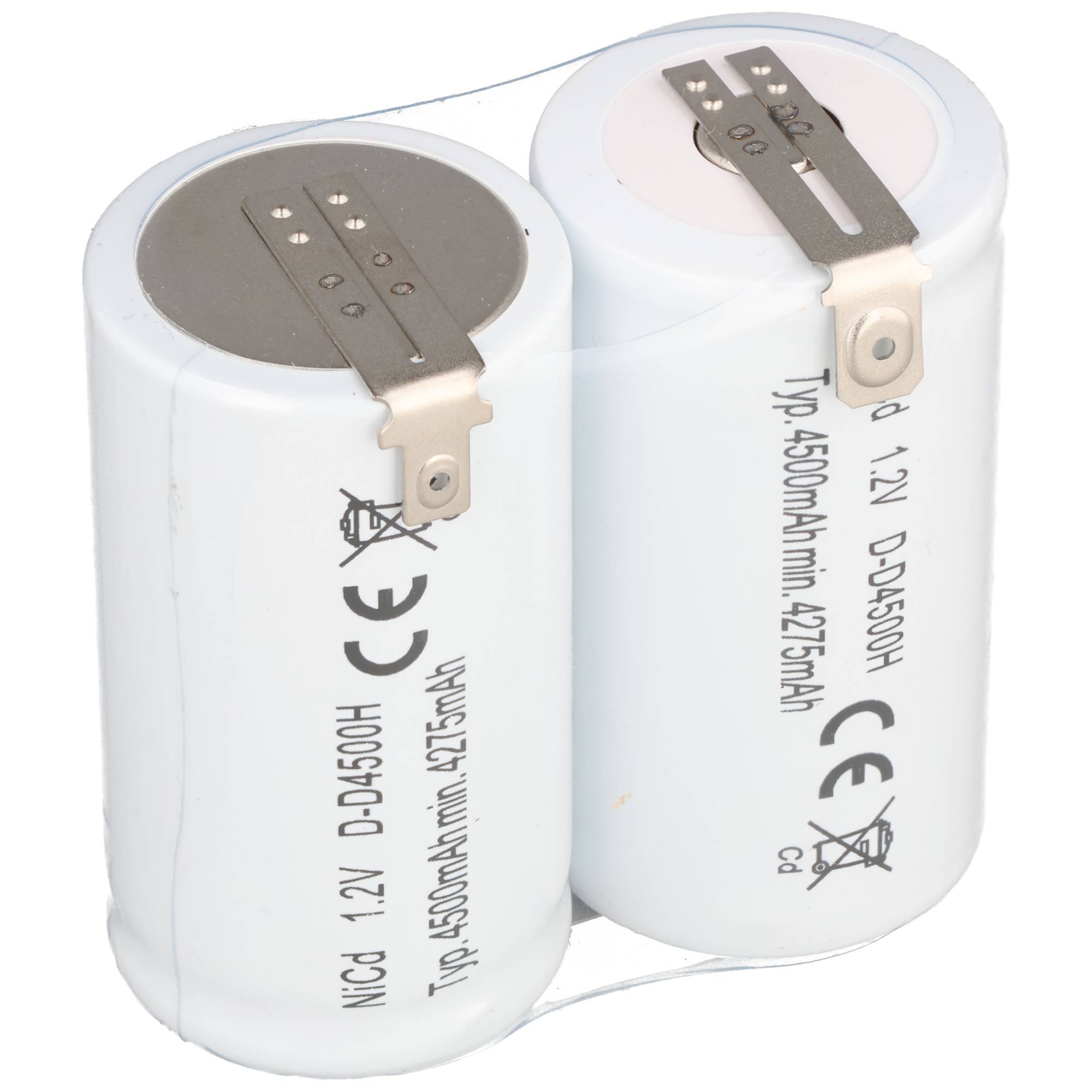 Notleuchtenakku NiMH 2,4V 4500mAh F1x2 Mono D mit Faston-Anschluss passend für 2,4 V Akku
