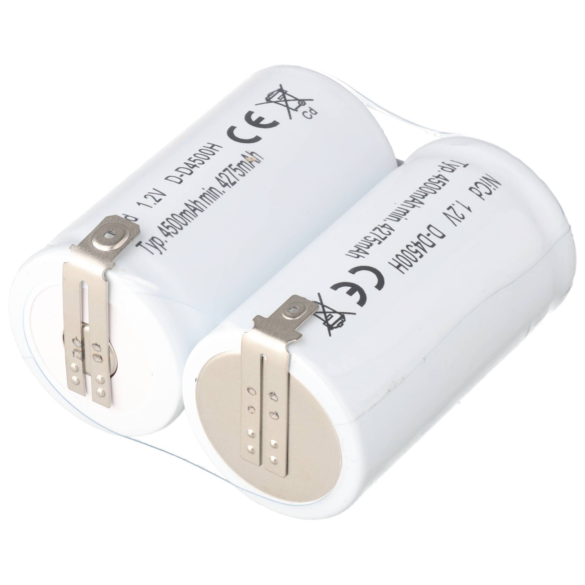 Notleuchtenakku NiMH 2,4V 4500mAh F1x2 Mono D mit Faston-Anschluss passend für 2,4 V Akku